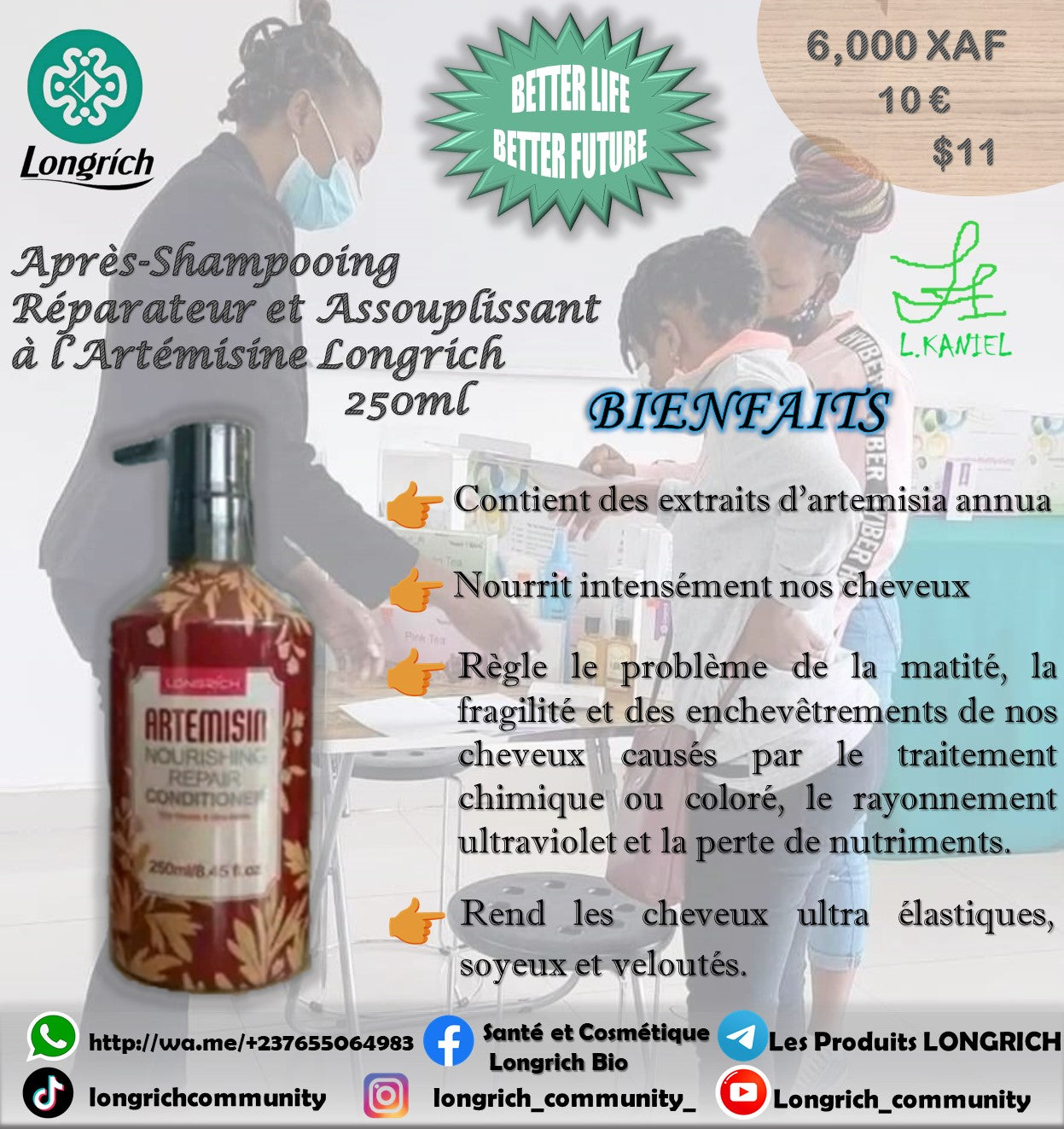 Entretien des cheveux à base d’Artemisine Gamme Longrích