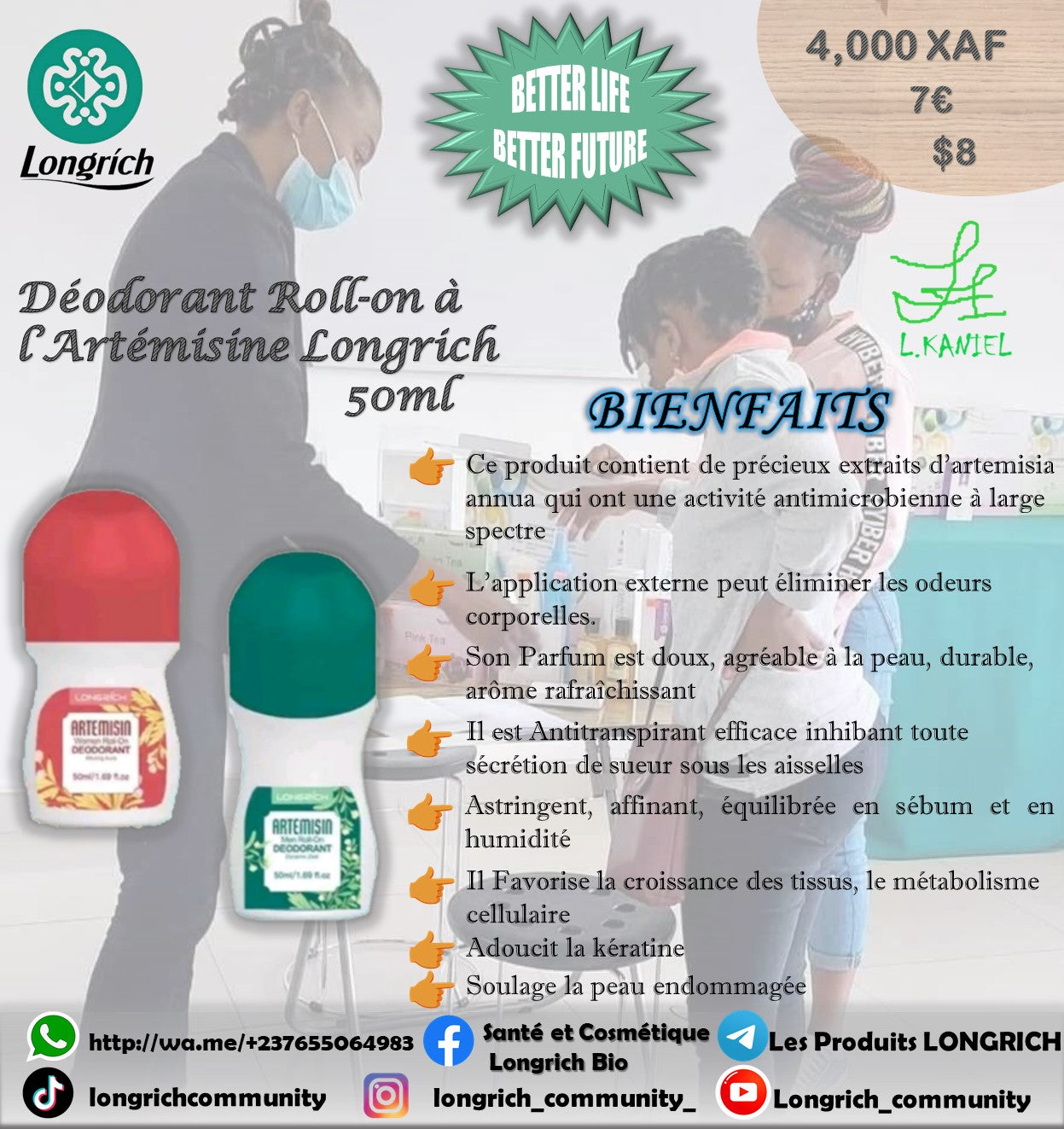 Entretien Corporel à base d’Artemisine Gamme Longrích