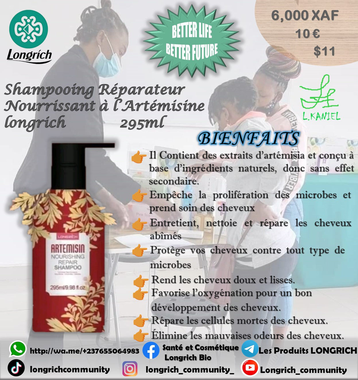 Entretien des cheveux à base d’Artemisine Gamme Longrích