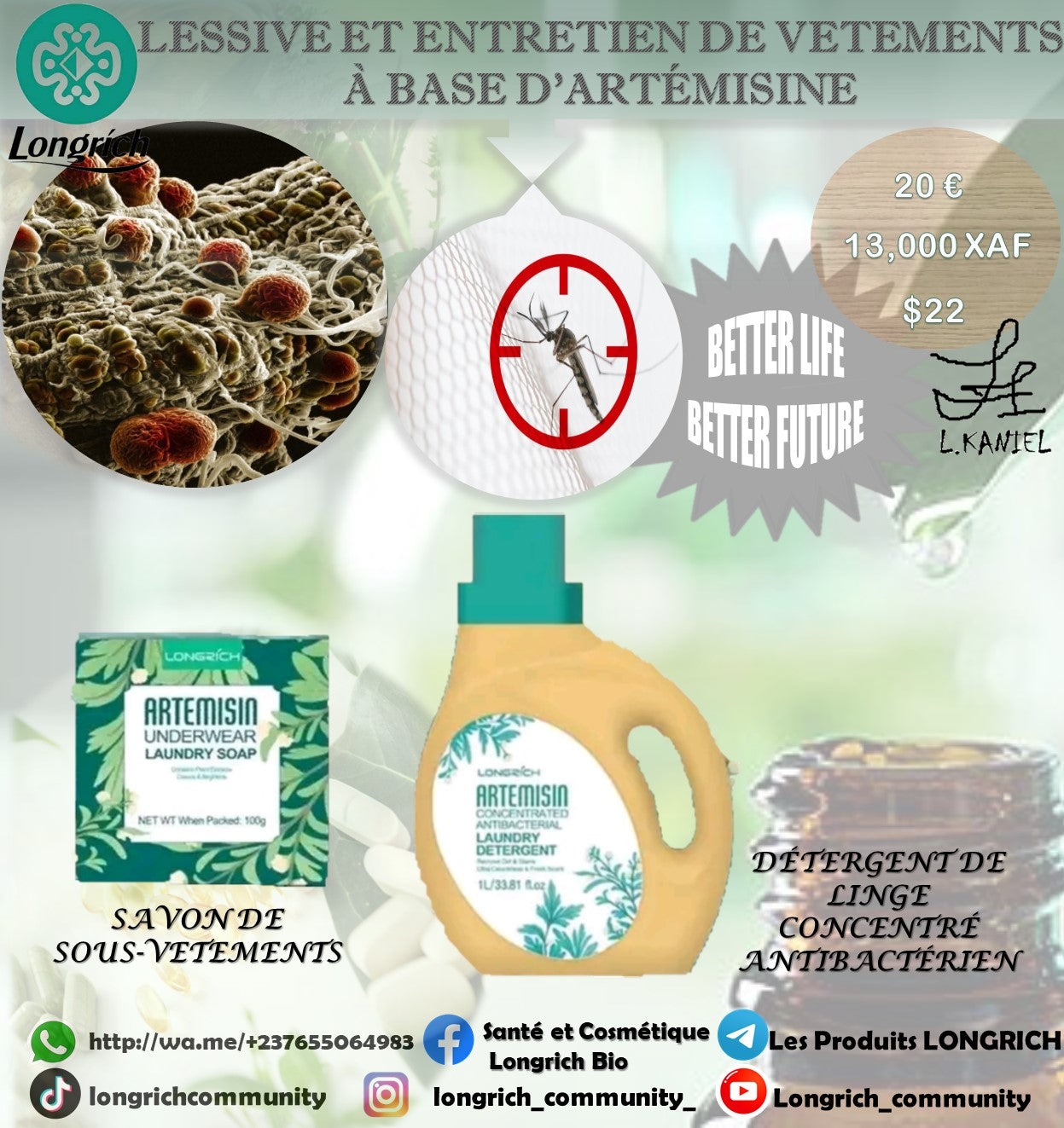 Lessive et Entretien de vêtements à base de l’Artemisine Gamme Longrích