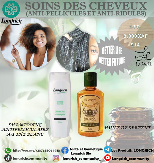 Soins des cheveux Anti-Pellicules et Anti-Ridules Gamme Longrích