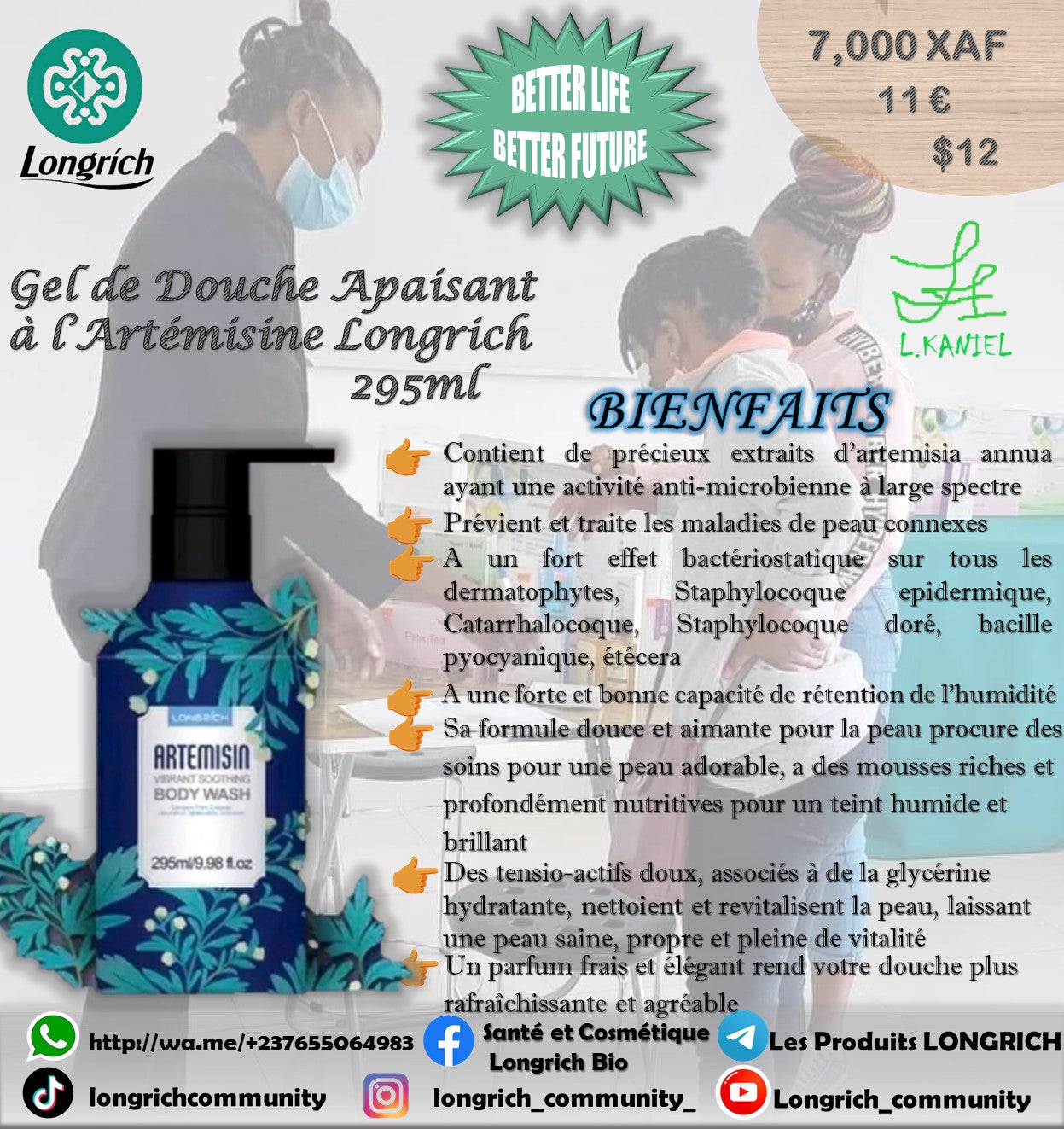 Entretien Corporel à base d’Artemisine Gamme Longrích